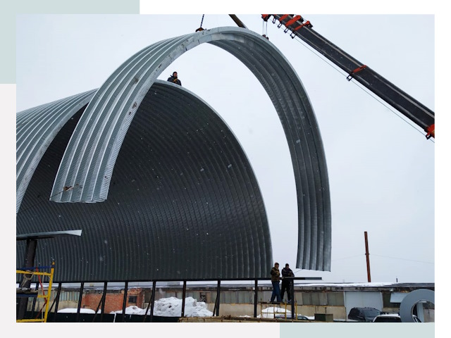 Полукруглые ангары в Лесосибирске